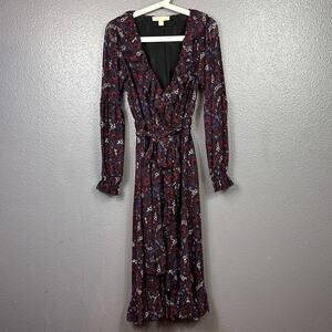 MICHAEL Michael Kors Paisley Faux Wrap Dress Size XS Zinia Multicolor Red